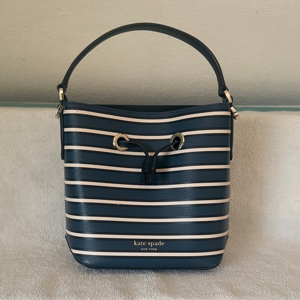 Kate Spade Navy, Black, and White Striped Purse
